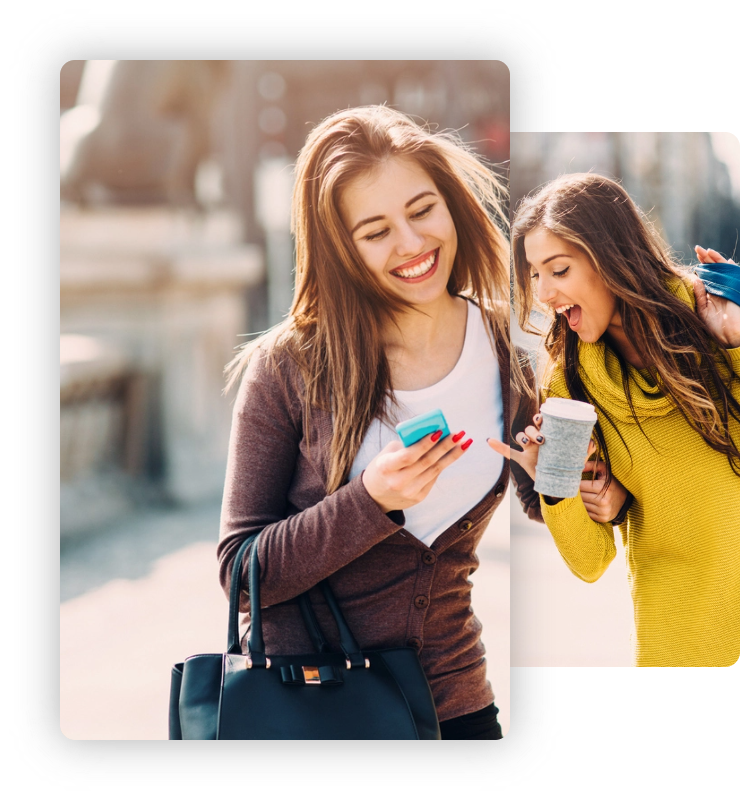 Two friends connecting over the Talk Home App